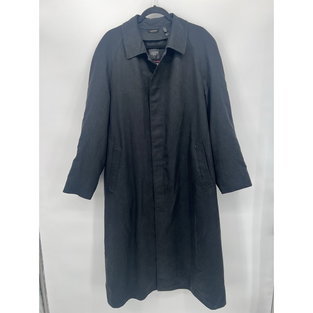 Sanyo  Men's Tokyo New York Trench Coat Removabl wool Lining Black Size 38‎